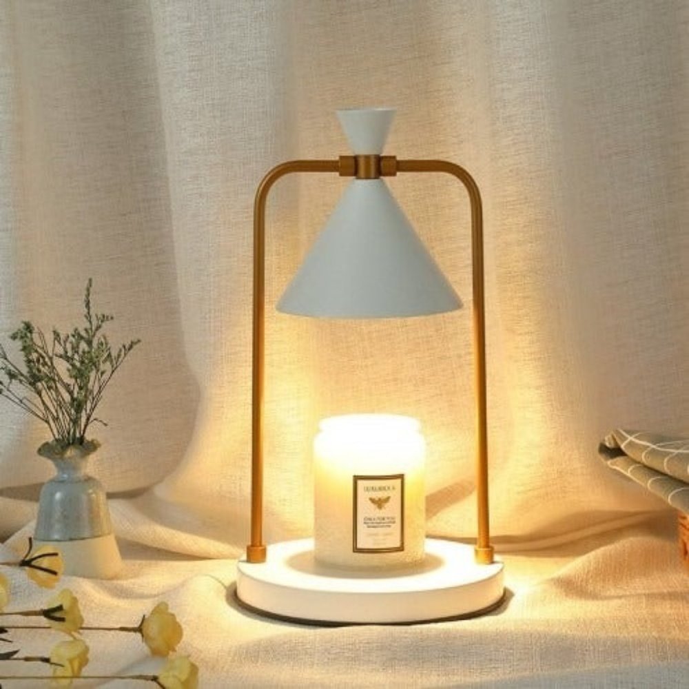 White Electric Candle Warmer with Timer and dimmable Light